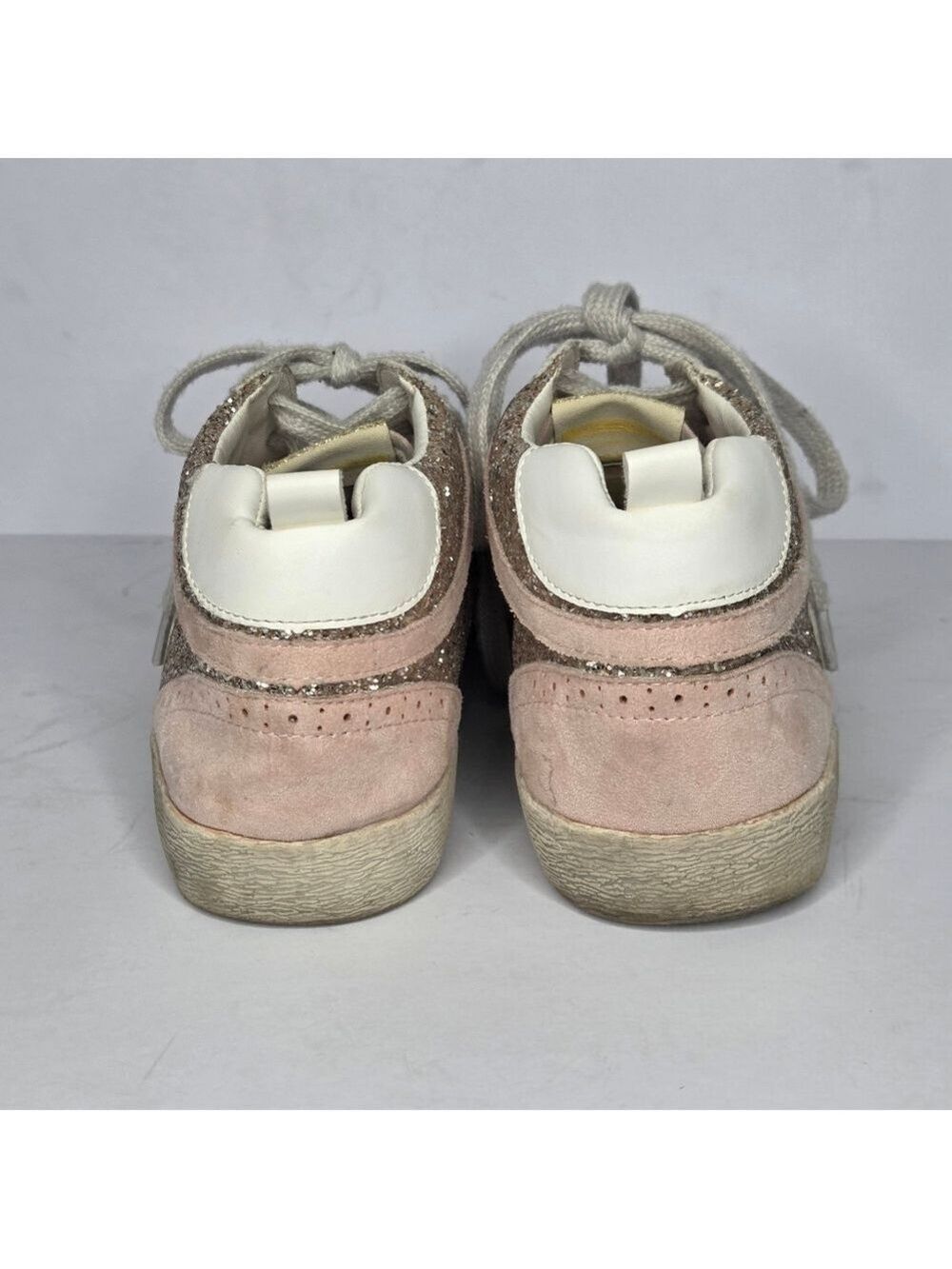Mi.iM Glitter Star Pink White Mid-Rise Distressed Sneakers Women's Size 8.5 - Picture 6 of 12
